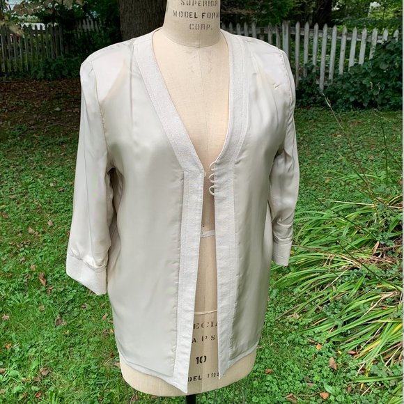 Angela Mark Cream Raw Silk Jacket & Matching Pants - Picture 9 of 16